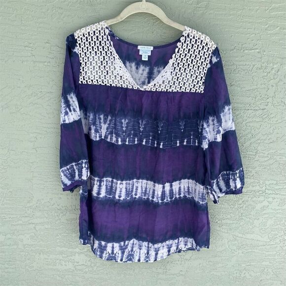 Calypso St. Barth for Target  M Tie-Dye Silk Peasant Blouse Top Multicolor - Picture 1 of 10